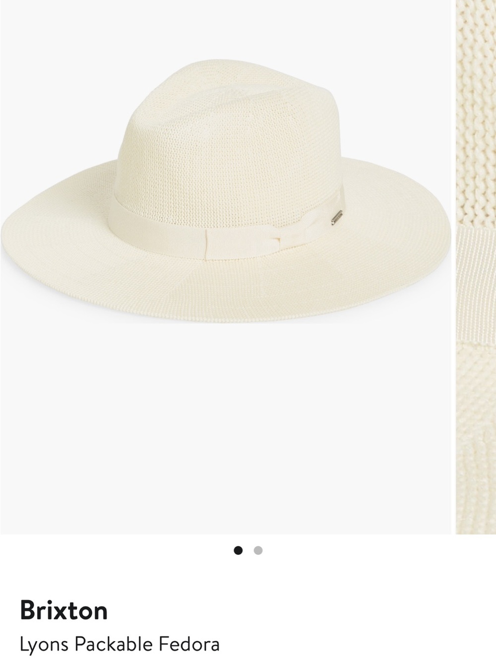 Brixton Lyons Packable Fedora in Ivory Cream